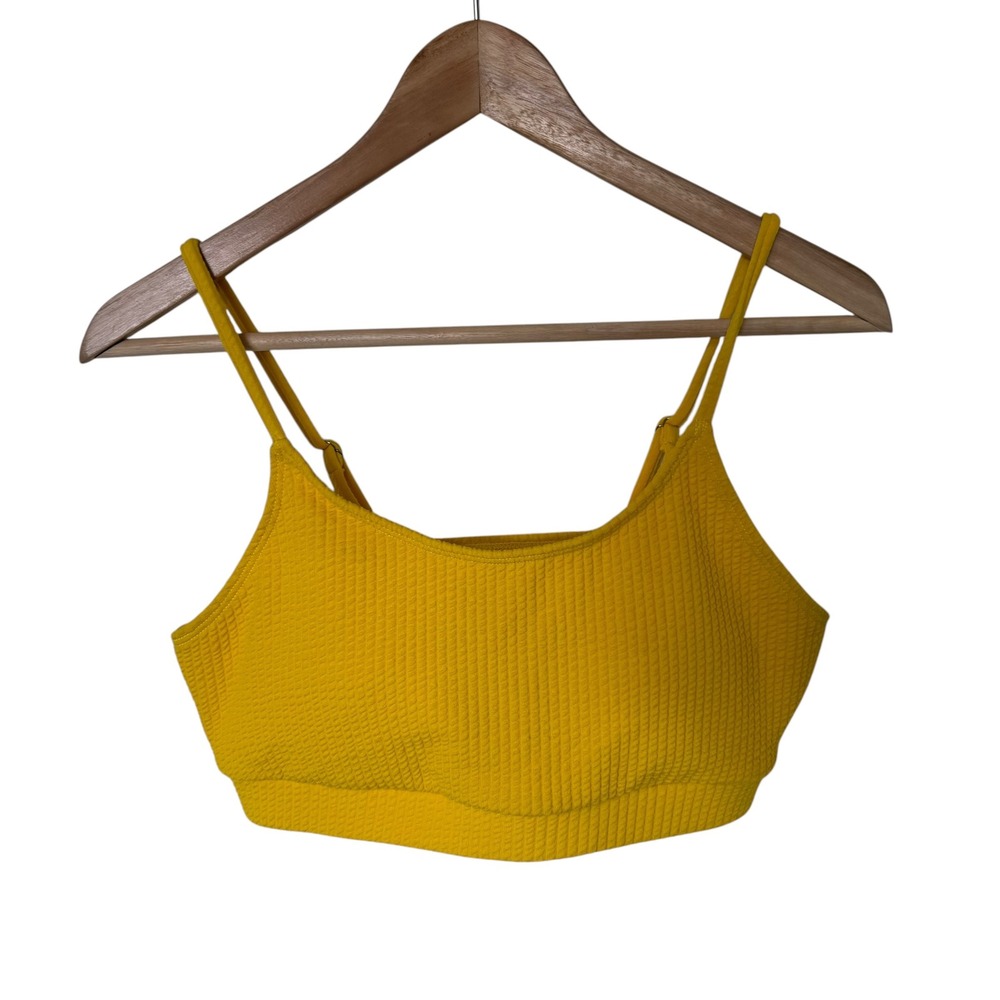 Unbranded Textured Bikini Top Women‎ S Yellow Excellent Smocked Scoop Neck